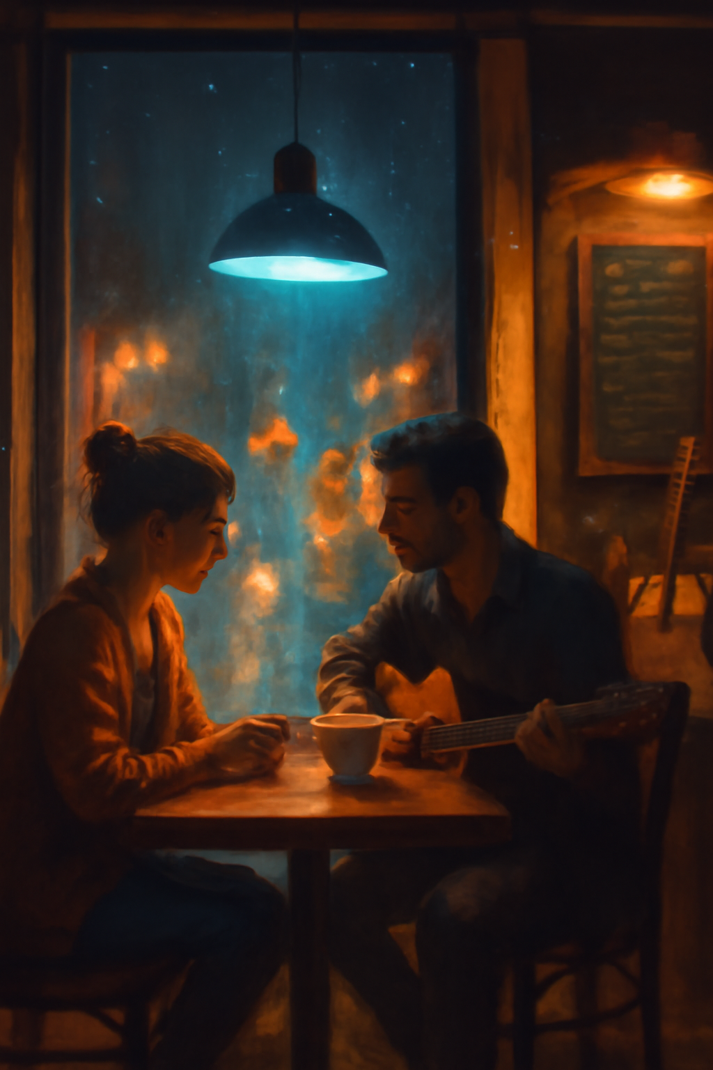 Blue Light at the Corner Café